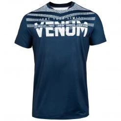 CITY FIGHT SHOP VENUM SIGNATURE DRY TECH T-SHIRT - NAVY BLUE/WHITE