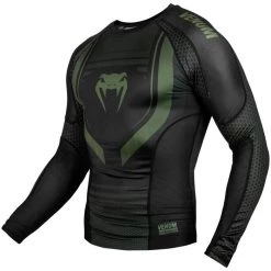 Cityfightshop VENUM TECHNICAL 2.0 RASHGUARD - LONG SLEEVES - BLACK/KHAKI RASHGUARDS & SPATS