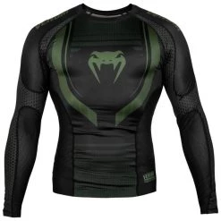 Cityfightshop VENUM TECHNICAL 2.0 RASHGUARD - LONG SLEEVES - BLACK/KHAKI RASHGUARDS & SPATS