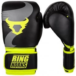 CITY FIGHT SHOP RINGHORNS CHARGER BOXING GLOVES - Black/Neon Yellow RINGHORNS BOXING GLOVES