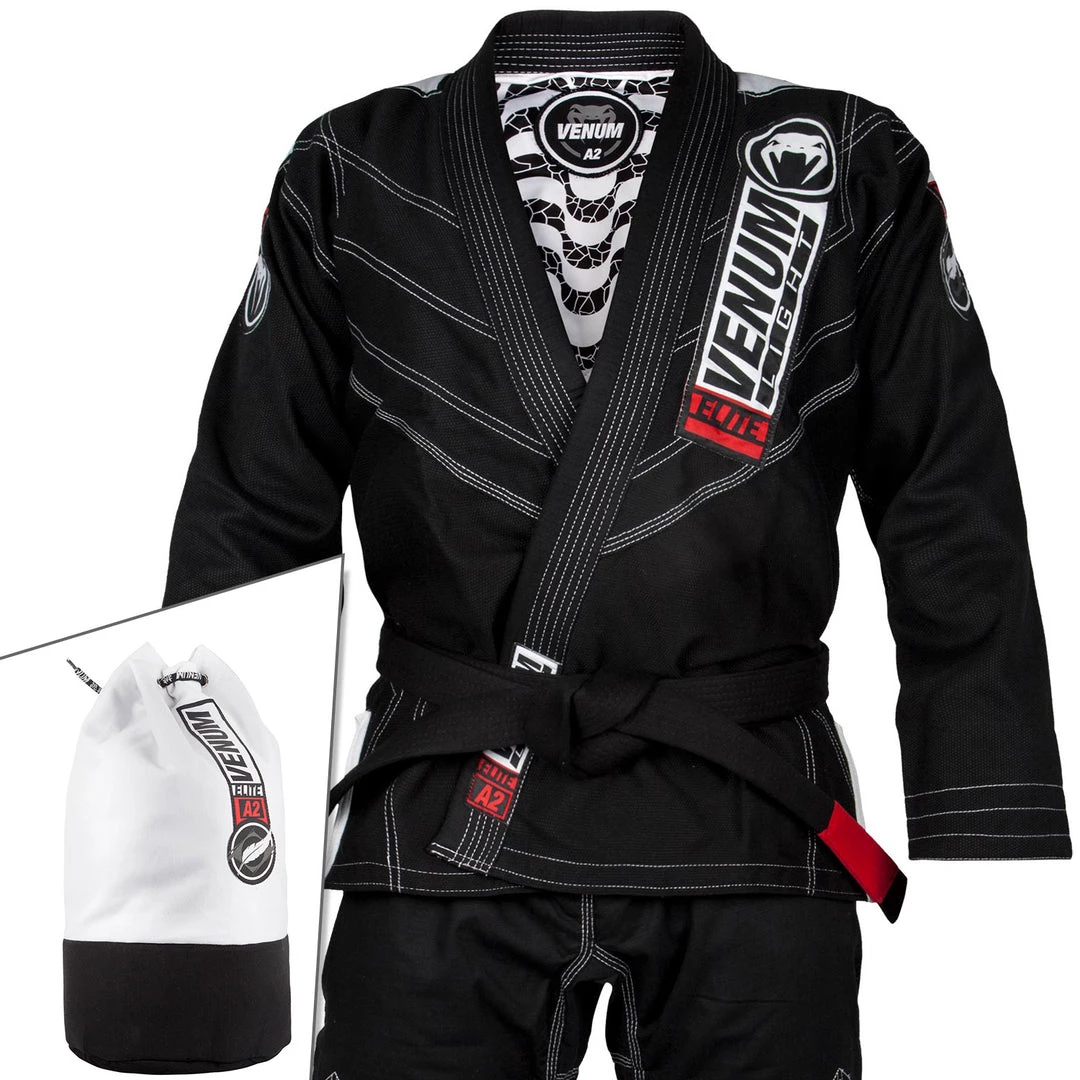 CITY FIGHT SHOP Venum Elite Light 2.0 BJJ Gi (Bag Included) - Black/wht 3 CITY FIGHT SHOP Venum Elite Light 2.0 BJJ Gi (Bag Included) - Black/wht