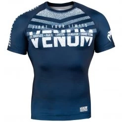 CITY FIGHT SHOP RASHGUARDS & SPATS Venum Signature Rashguard - Short Sleeves - Blu/wht